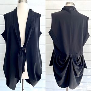 ELM DESIGN Lagenlook Tie Front Long Vest with Draped Back - 2 (US 8-10)
